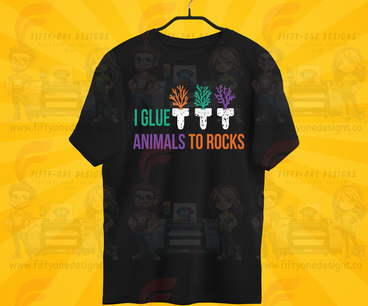 I glue animals to rocks