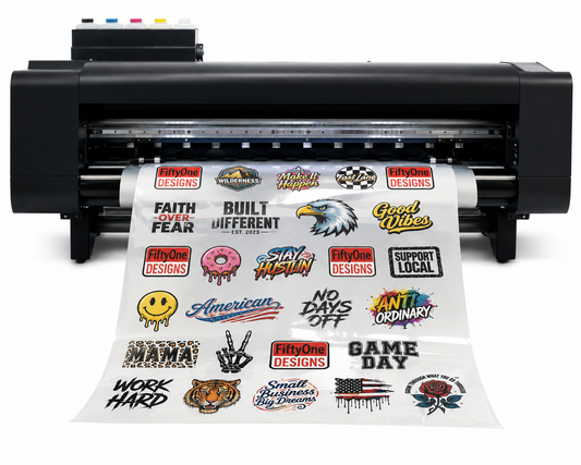 Build a gang sheet, DTF transfers printed on a roll, FiftyOne Designs